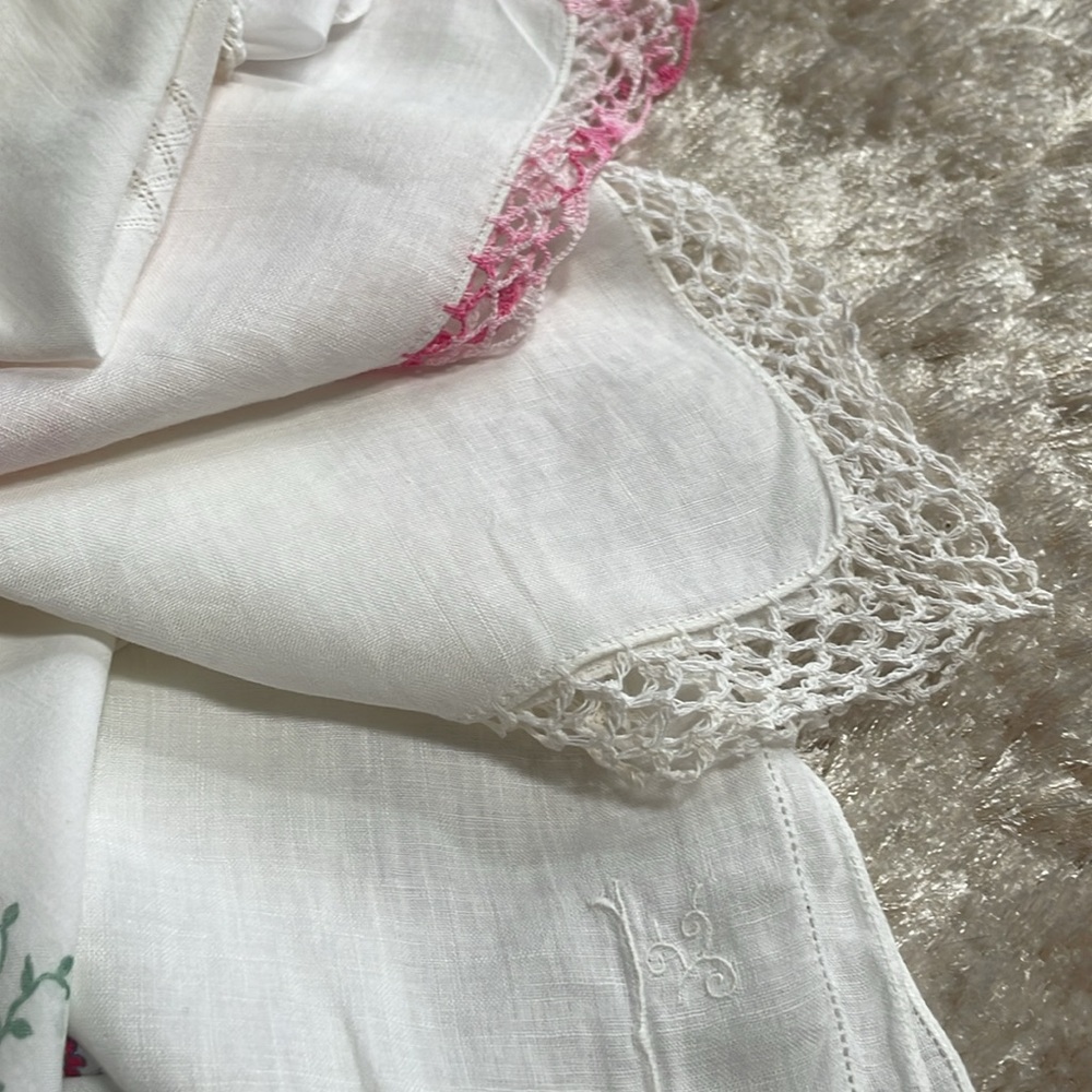 Vintage Handkerchief bundle Linen Cotton embroidered - Picture 9 of 13